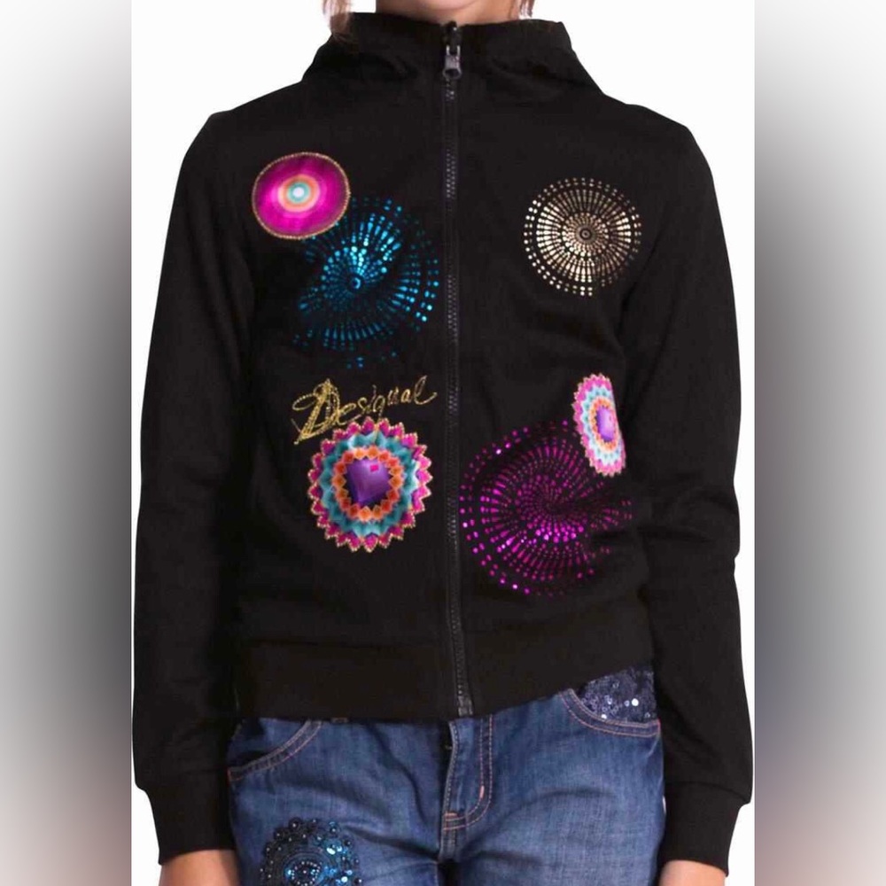 Desigual, Reversible Zip Up Hoodie, Size XS